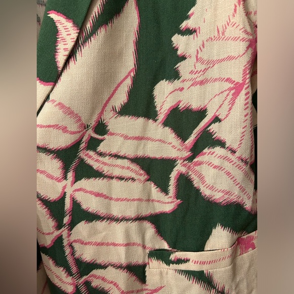 Scarlet Roos flower Blazer jacket with shoulder pads size 2. Tan, pink & green - Picture 6 of 10